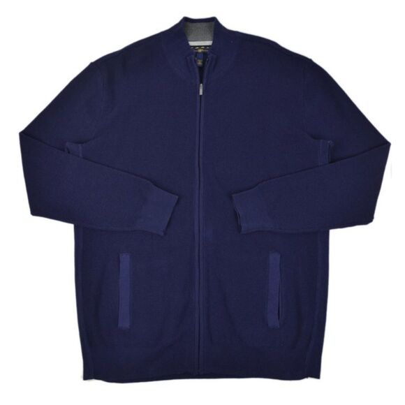 Men’s navy blue full zip sweater - Picture 1 of 3